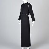 1970s Luis Estevez Black Knit Formal Dress & Jacket Set with Sequin Trim
