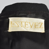 1970s Luis Estevez Black Knit Formal Dress & Jacket Set with Sequin Trim