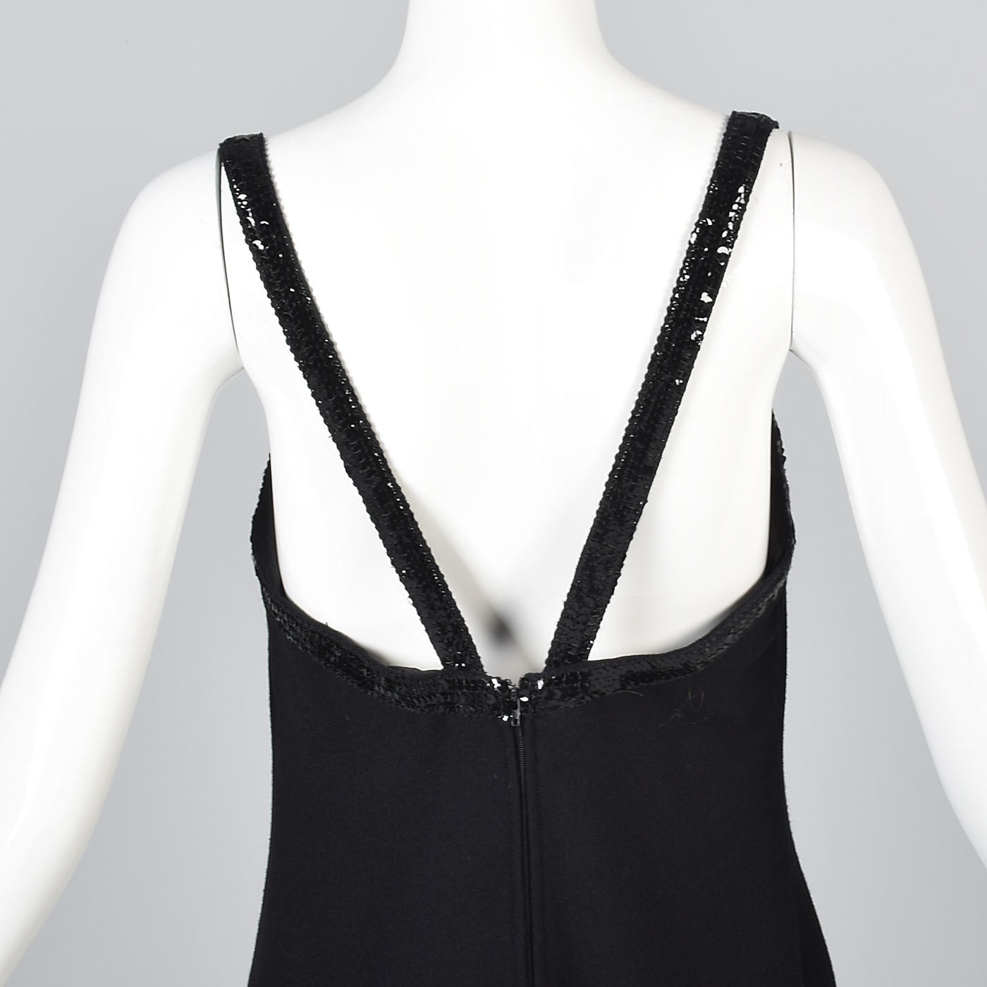 1970s Luis Estevez Black Knit Formal Dress & Jacket Set with Sequin Trim