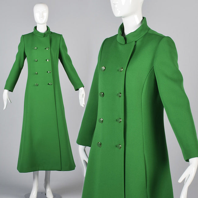 1960s Show Stopping Kelly Green Maxi Coat from Saks Fifth Avenue