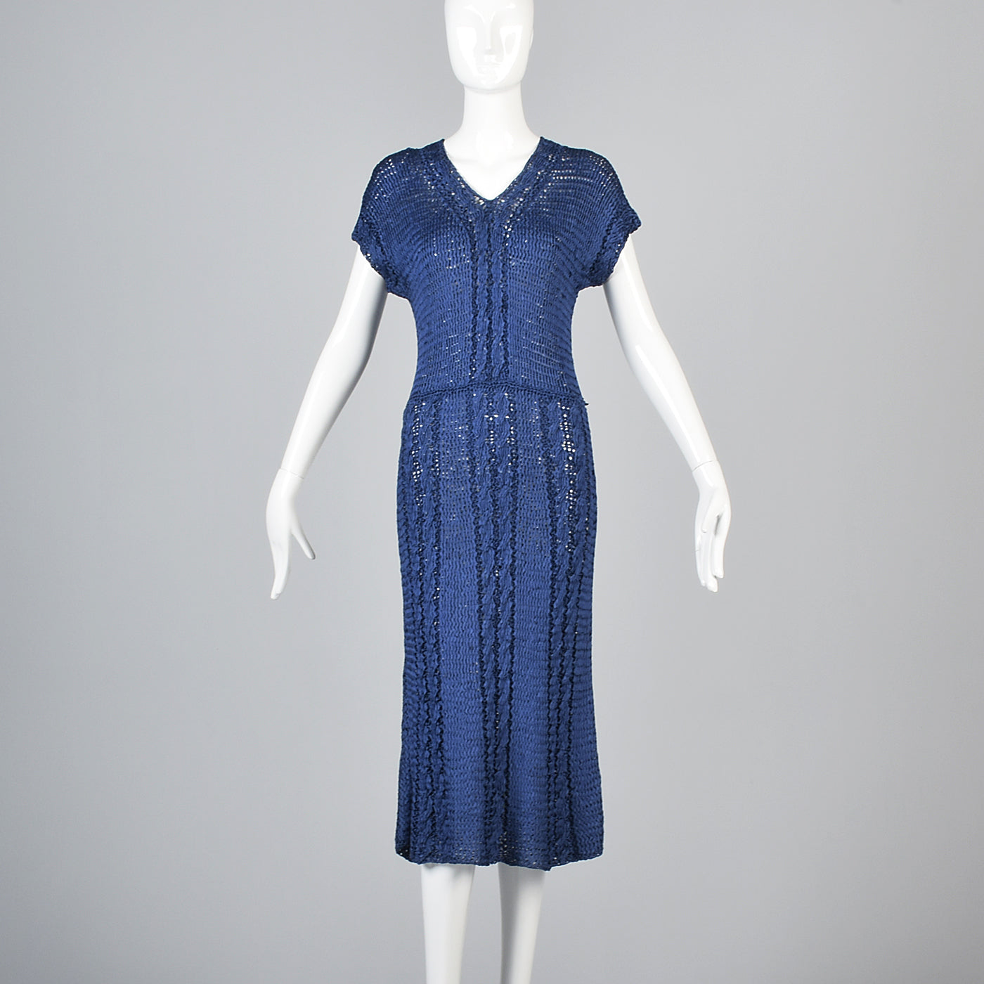 1930s Blue Ribbon Dress