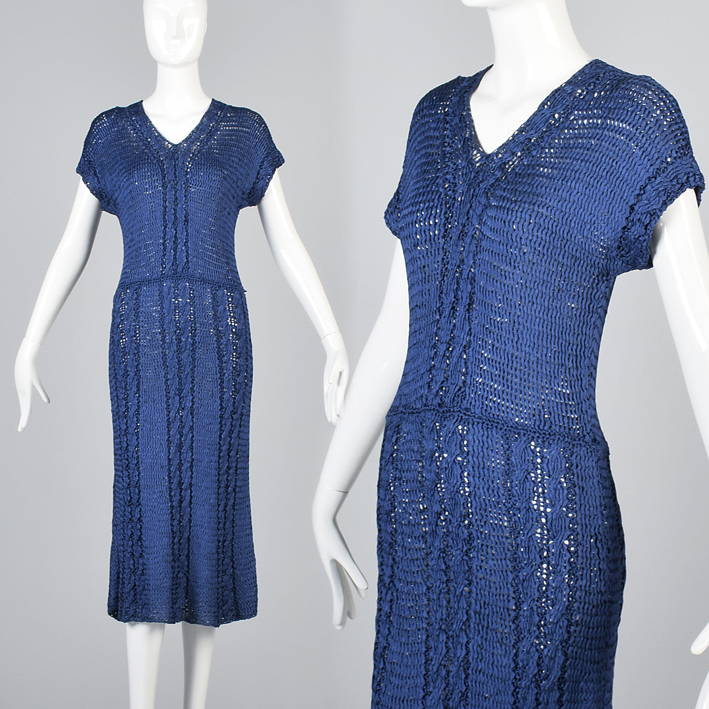 1930s Blue Ribbon Dress