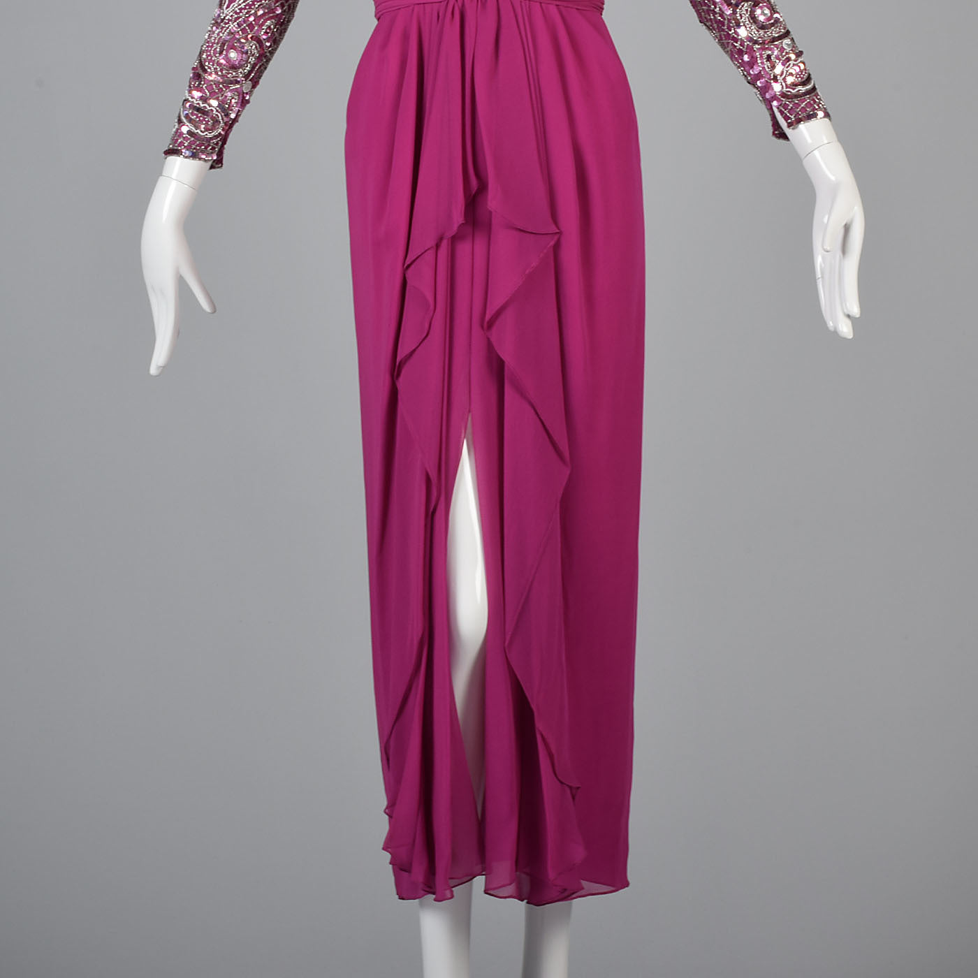 Naeem Khan Pink Silk Dress with Beaded Bodice