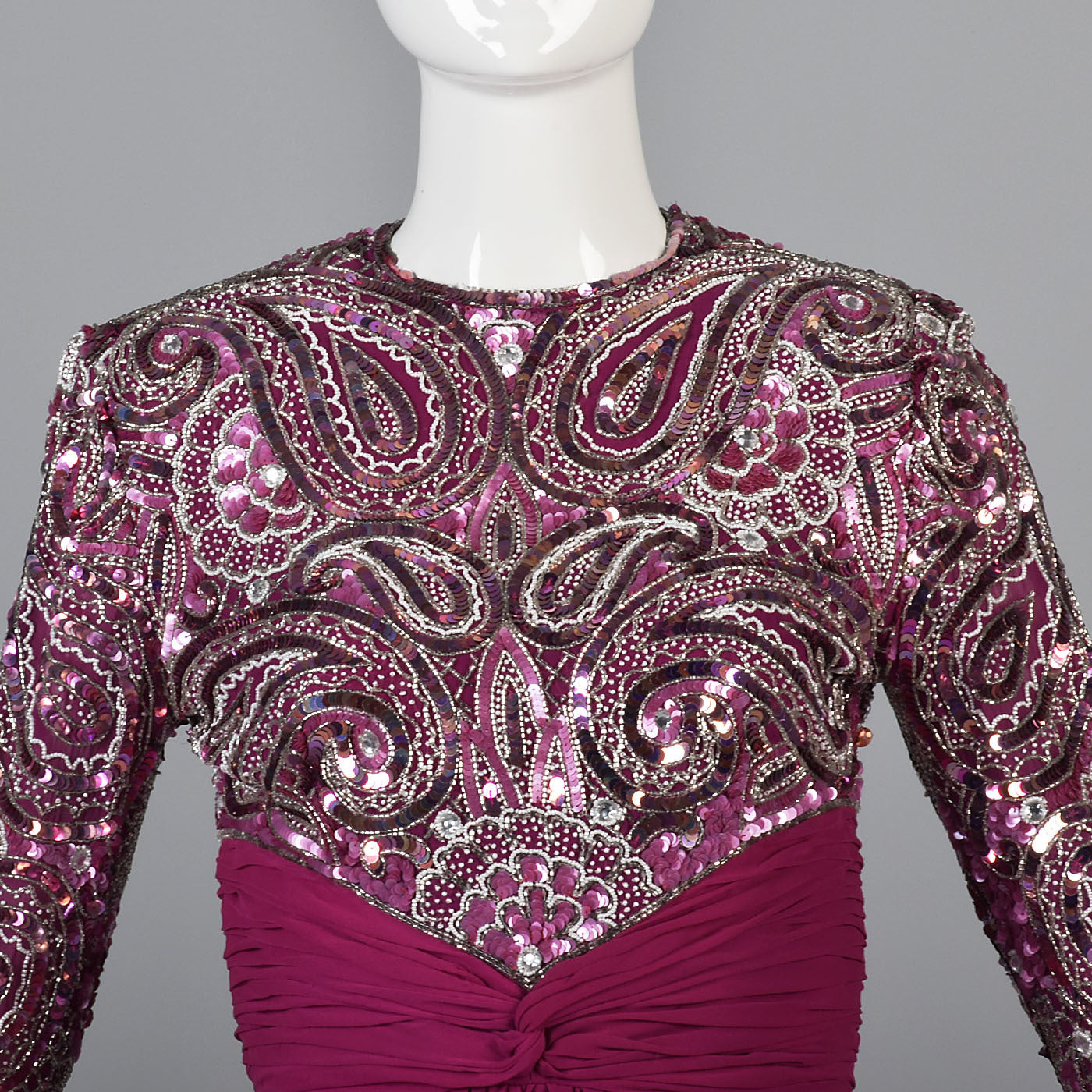 Naeem Khan Pink Silk Dress with Beaded Bodice