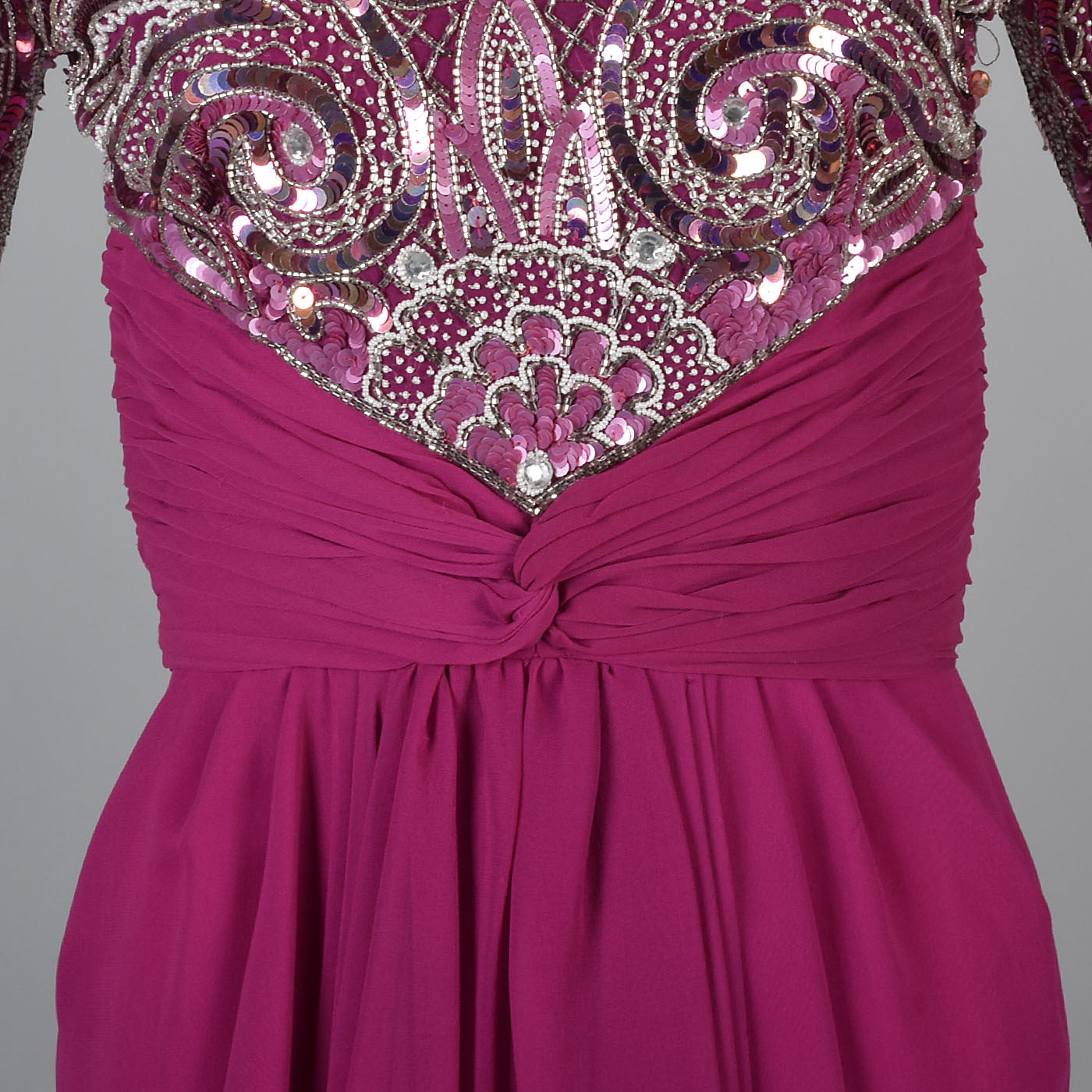 Naeem Khan Pink Silk Dress with Beaded Bodice