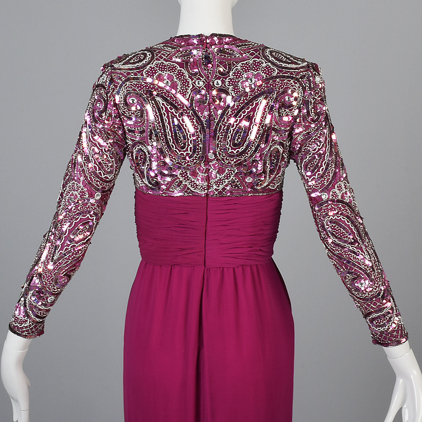 Naeem Khan Pink Silk Dress with Beaded Bodice