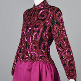 Heavily Beaded 1980s Bob Mackie Pink Evening  Dress