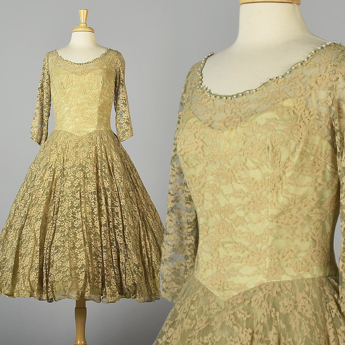 1950s Emma Domb Lace Party Dress