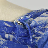 1950s Blue Chiffon Dress in Watercolor Print