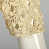 1960s Cotton Crochet Cardigan with Floral Design
