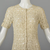 1960s Cotton Crochet Cardigan with Floral Design