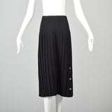 1990s Ferragamo Black Knit Skirt with Logo Buttons