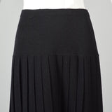 1990s Ferragamo Black Knit Skirt with Logo Buttons