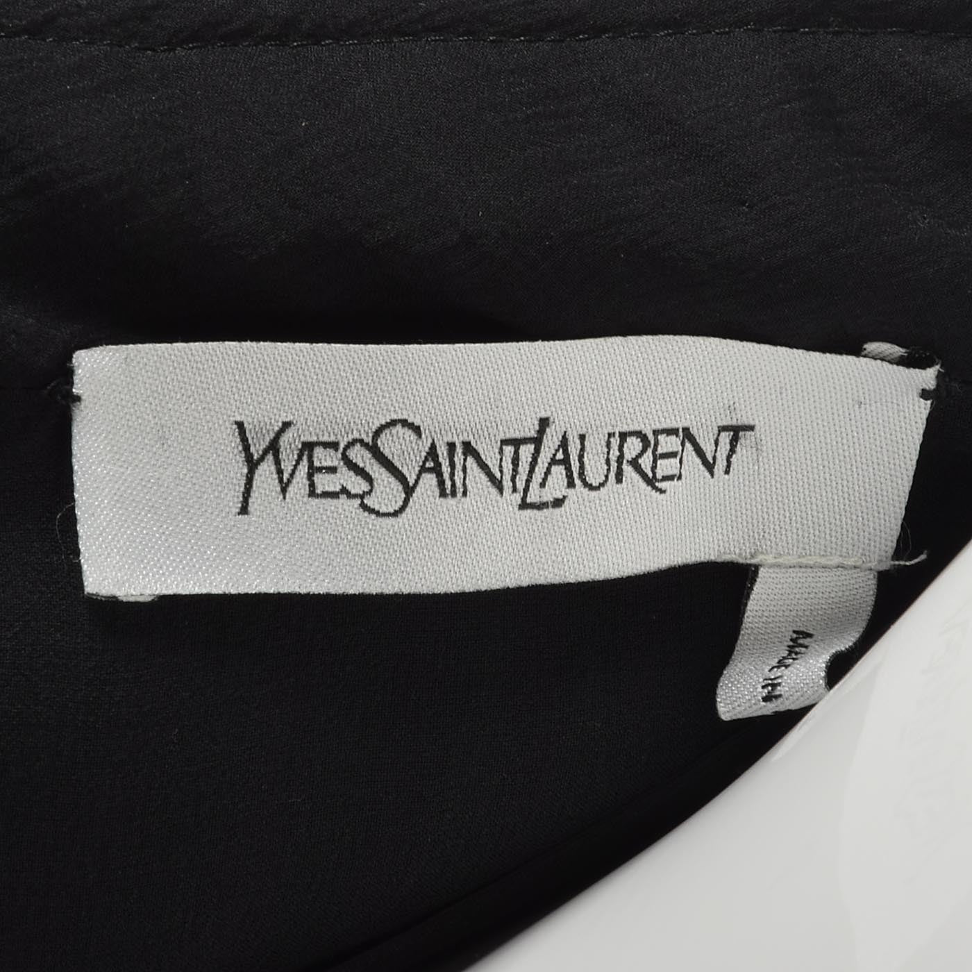 Yves Saint Laurent Black Velvet Dress with a Silk Chiffon Sash & Keyhole Waist