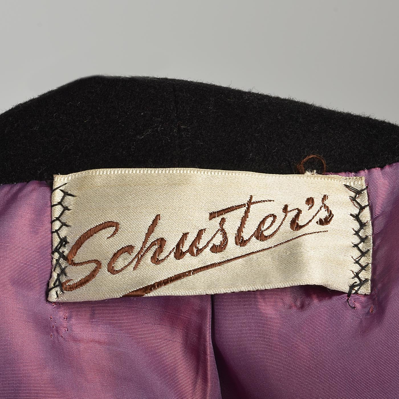1950s Black Hourglass Princess Coat with Purple Lining