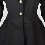 1950s Black Hourglass Princess Coat with Purple Lining