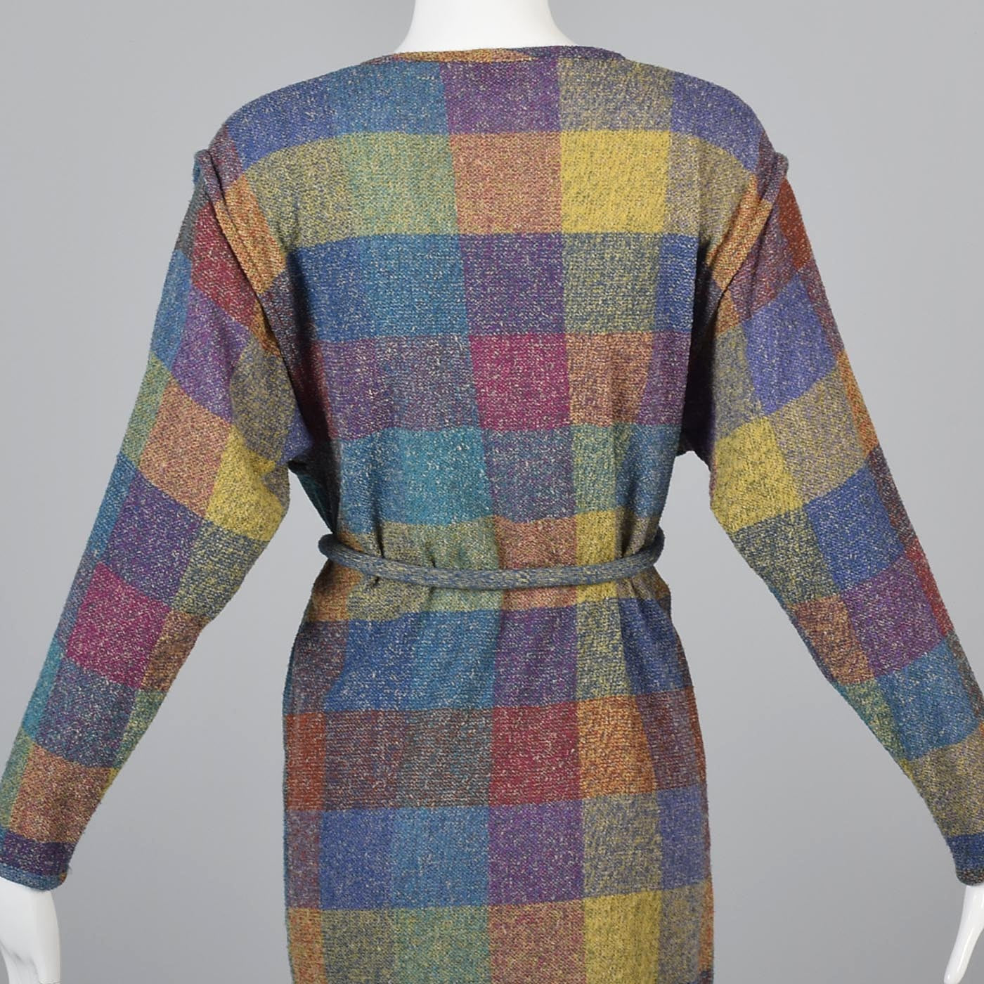 1980s Missoni Belted Shadow Plaid Sweater Dress