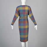 1980s Missoni Belted Shadow Plaid Sweater Dress