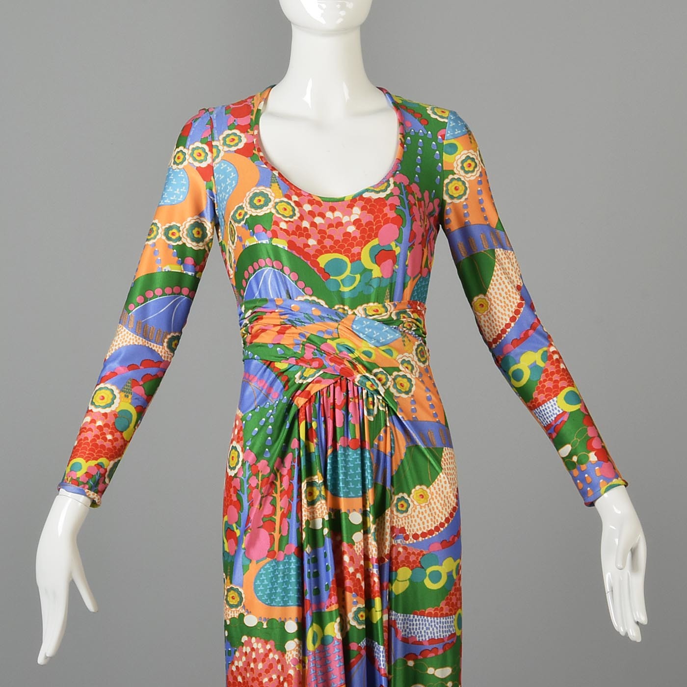 Robert David Morton Maxi Dress in a Signed Psychedelic Print