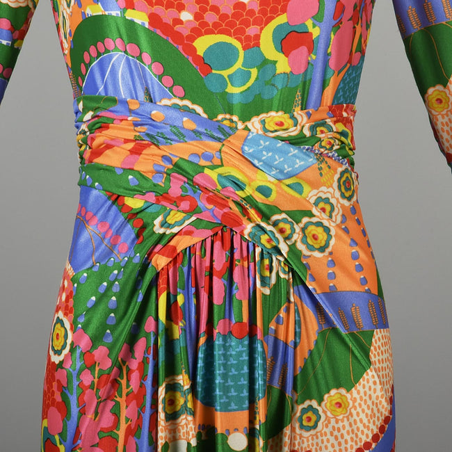 Robert David Morton Maxi Dress in a Signed Psychedelic Print