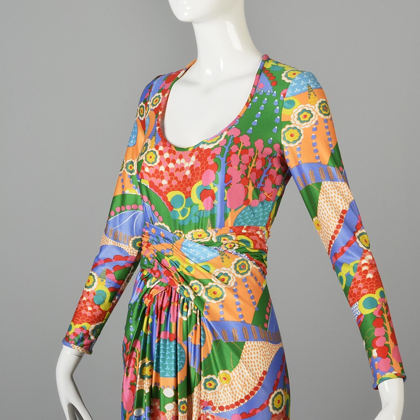 Robert David Morton Maxi Dress in a Signed Psychedelic Print