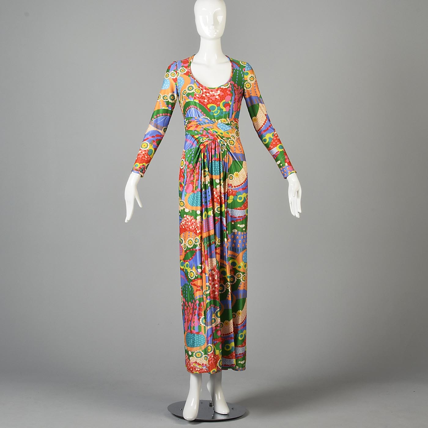 Robert David Morton Maxi Dress in a Signed Psychedelic Print