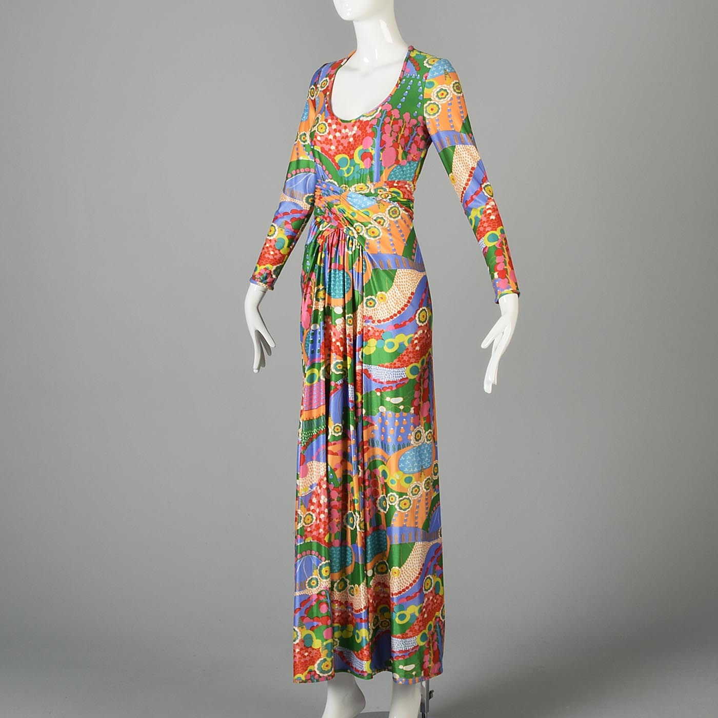 Robert David Morton Maxi Dress in a Signed Psychedelic Print