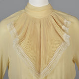1970s Bill Blass Cream Silk Secretary Dress