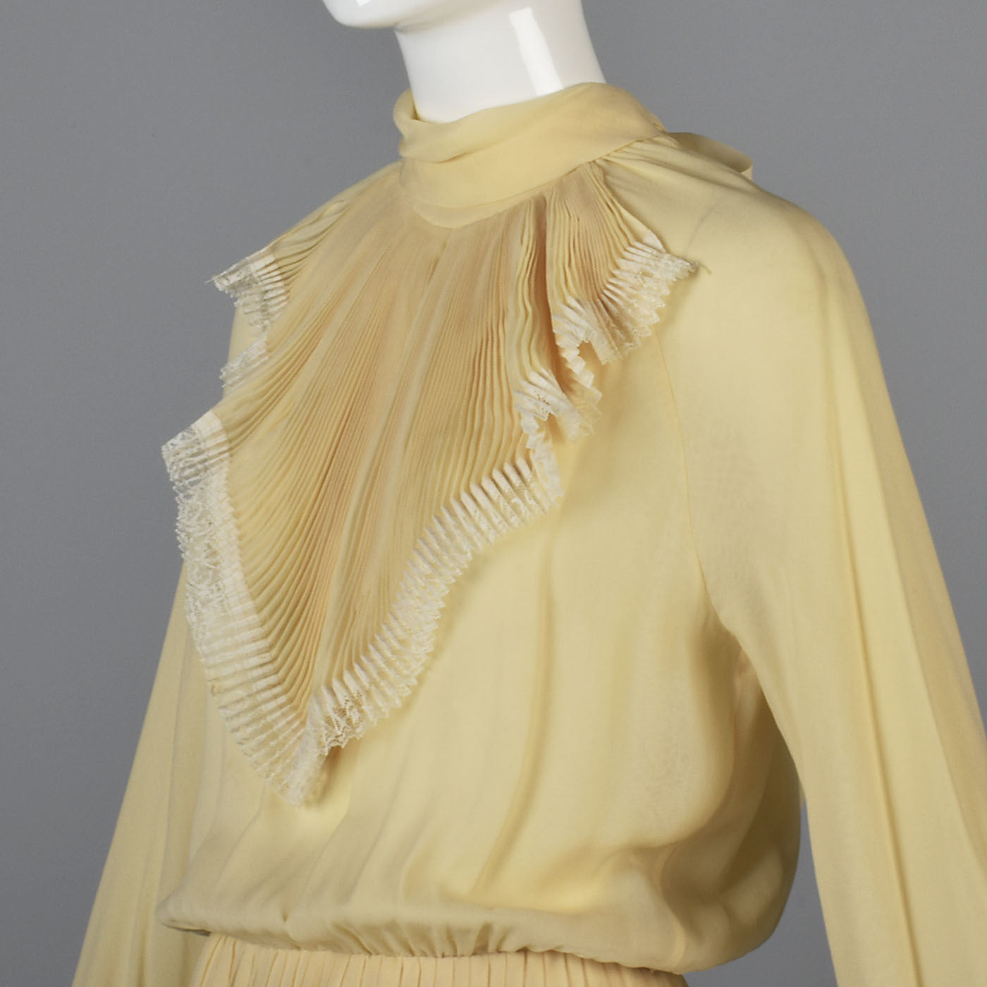 1970s Bill Blass Cream Silk Secretary Dress