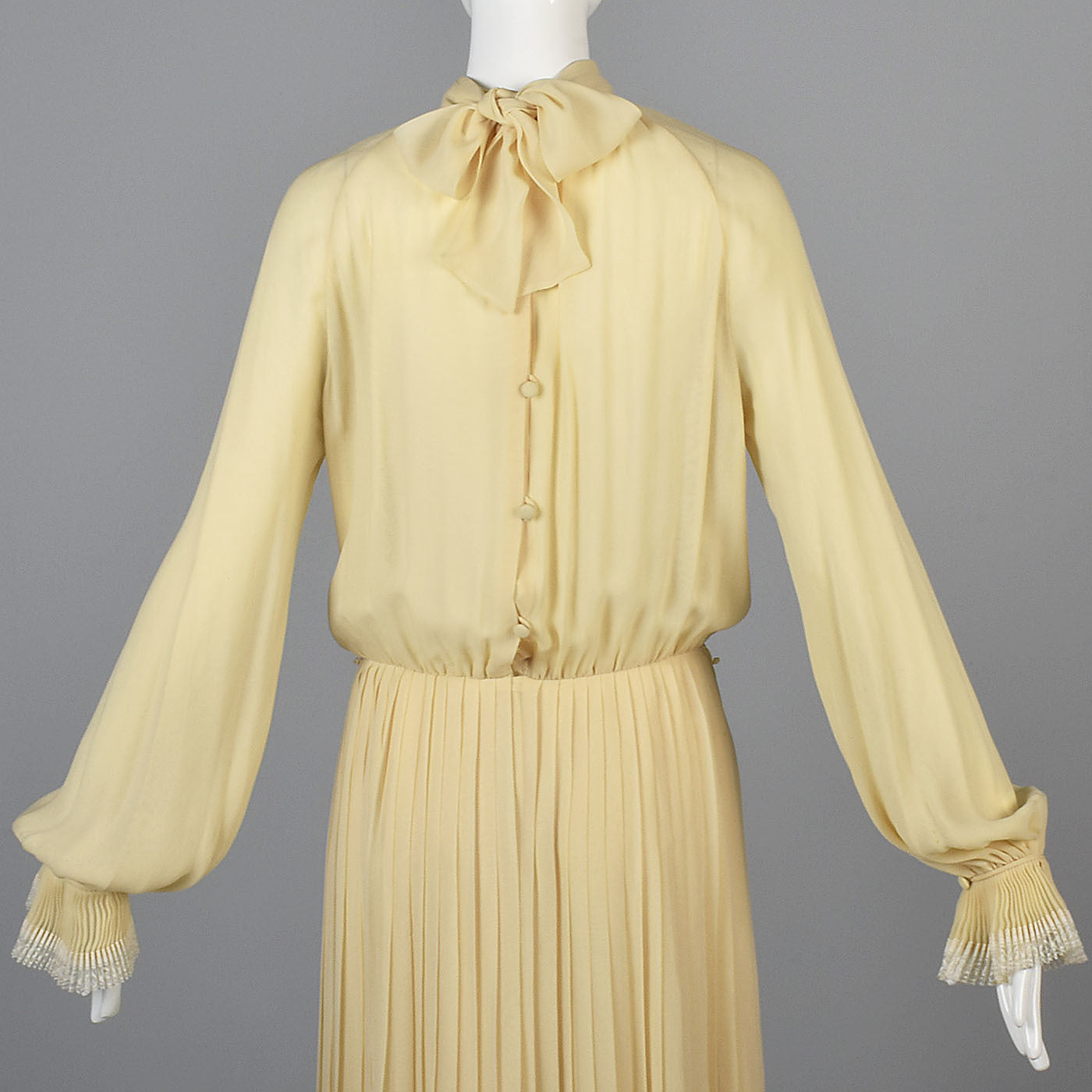 1970s Bill Blass Cream Silk Secretary Dress