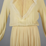 1970s Bill Blass Cream Silk Secretary Dress
