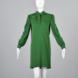 1970s Bill Blass Green Knit Two Piece Separates Set Mini Dress & Skirt