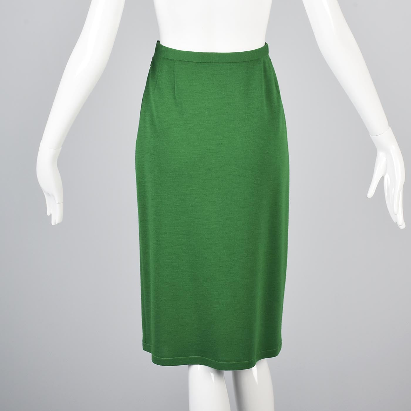 1970s Bill Blass Green Knit Two Piece Separates Set Mini Dress & Skirt