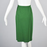 1970s Bill Blass Green Knit Two Piece Separates Set Mini Dress & Skirt