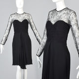 1980s Stanley Platos Little Black Chantilly Lace Dress
