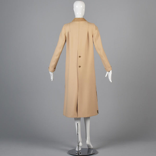 1970s Courreges Camel Coat and Skirt Set with Button Details