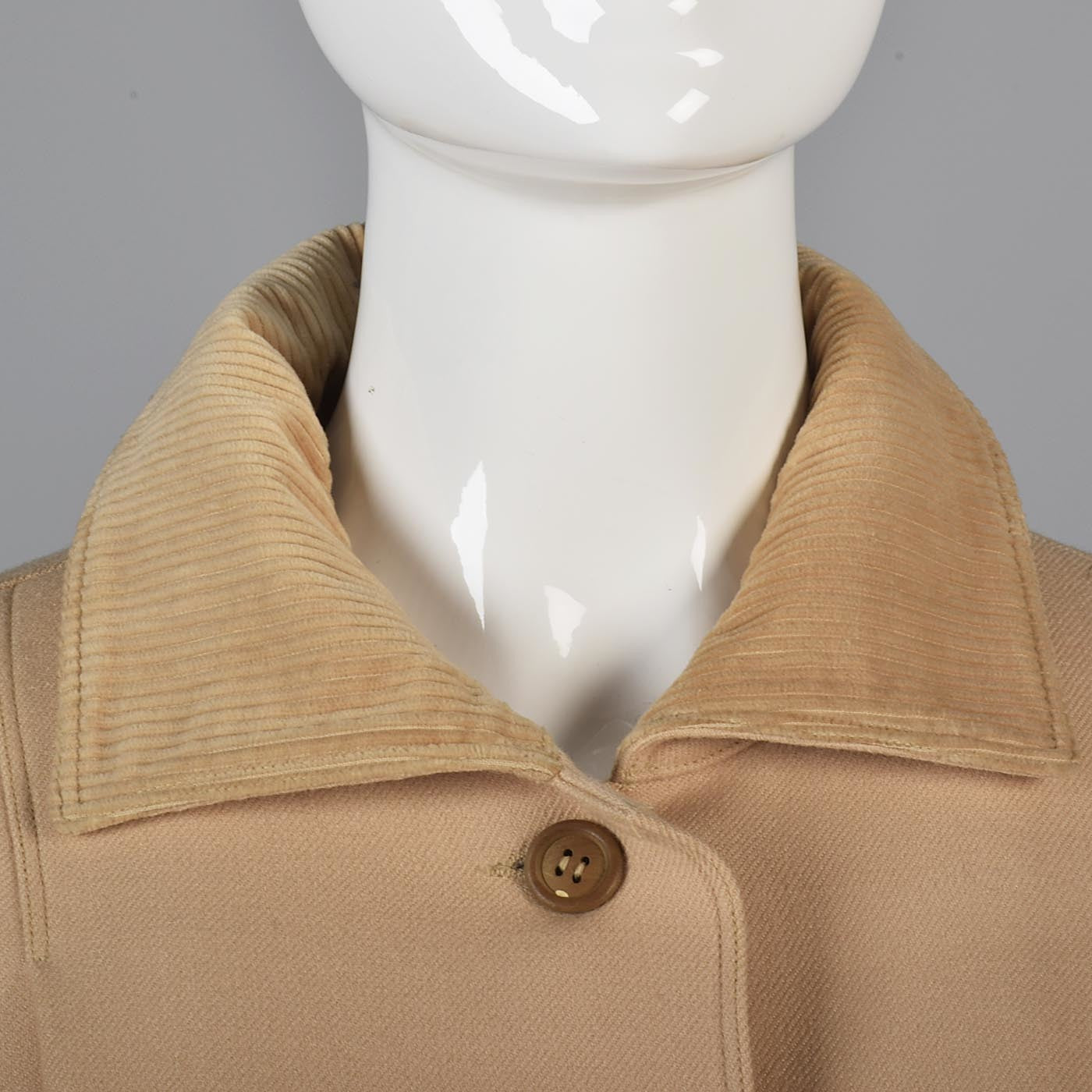 1970s Courreges Camel Coat and Skirt Set with Button Details