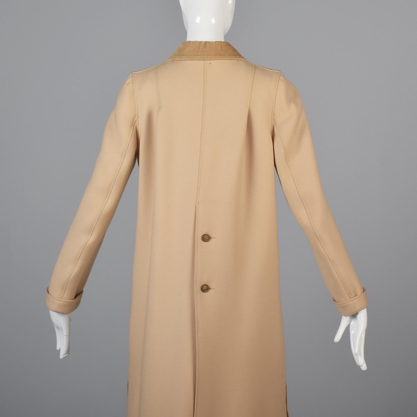 1970s Courreges Camel Coat and Skirt Set with Button Details