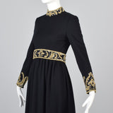 George Halley Black Knit Evening Dress with Beaded Trim
