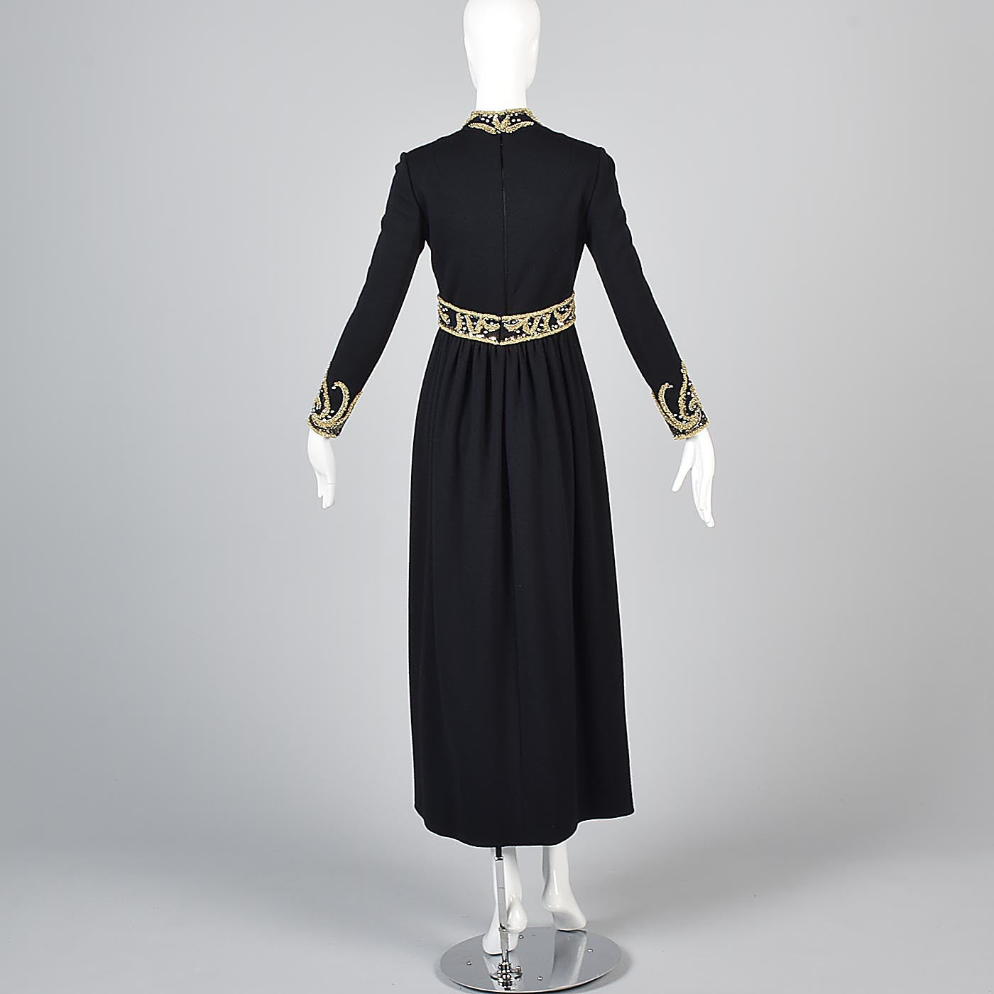 George Halley Black Knit Evening Dress with Beaded Trim Style & Salvage George Halley Black Knit Evening Dress with Beaded Trim Style & Salvage