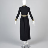 George Halley Black Knit Evening Dress with Beaded Trim