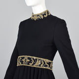 George Halley Black Knit Evening Dress with Beaded Trim