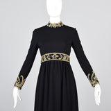 George Halley Black Knit Evening Dress with Beaded Trim