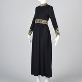 George Halley Black Knit Evening Dress with Beaded Trim