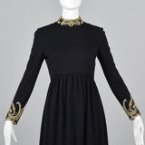 George Halley Black Knit Evening Dress with Beaded Trim