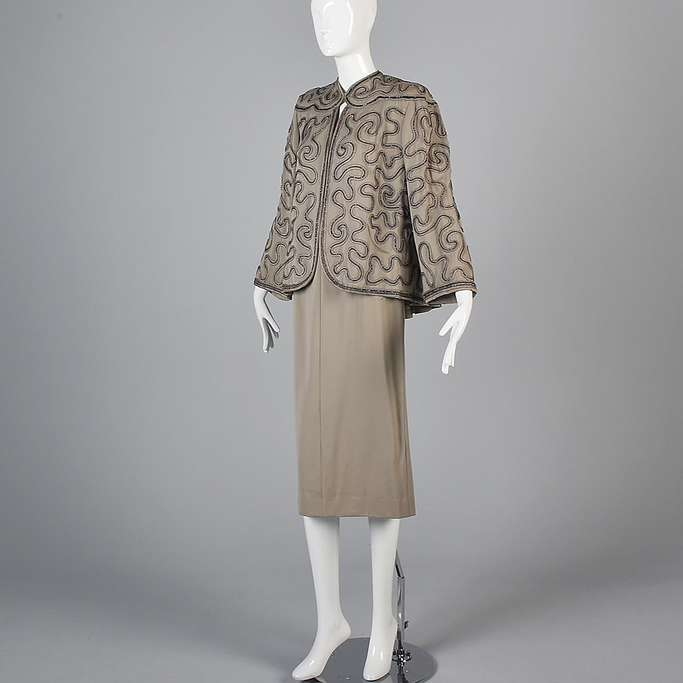 1940s Gabardine Skirt Suit with Swing Jacket