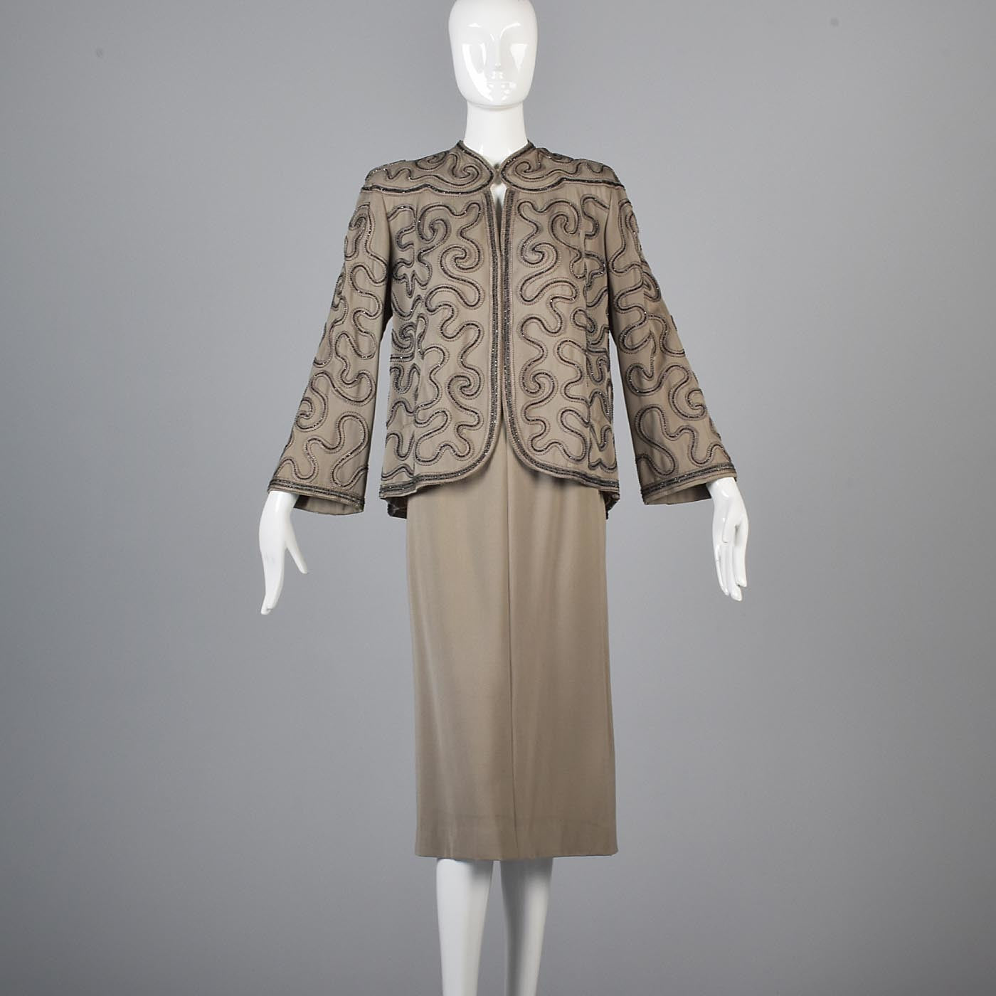 1940s Gabardine Skirt Suit with Swing Jacket