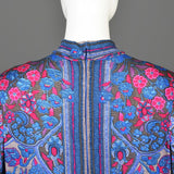 1960s Leonard Paris Loose Long Sleeve Silk Knit Dress in Purple