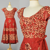 1940s Red Lace Fit & Flare Party Dress by Patric of Miss America