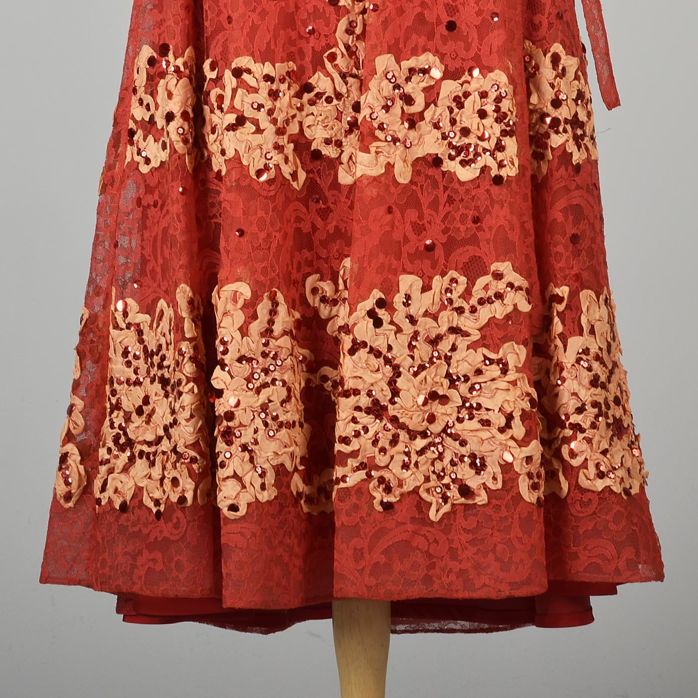 1940s Red Lace Fit & Flare Party Dress by Patric of Miss America